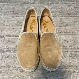Sam Edelman Womens Carrin Platform Espadrille Oatmeal Suede Slip On size 8..